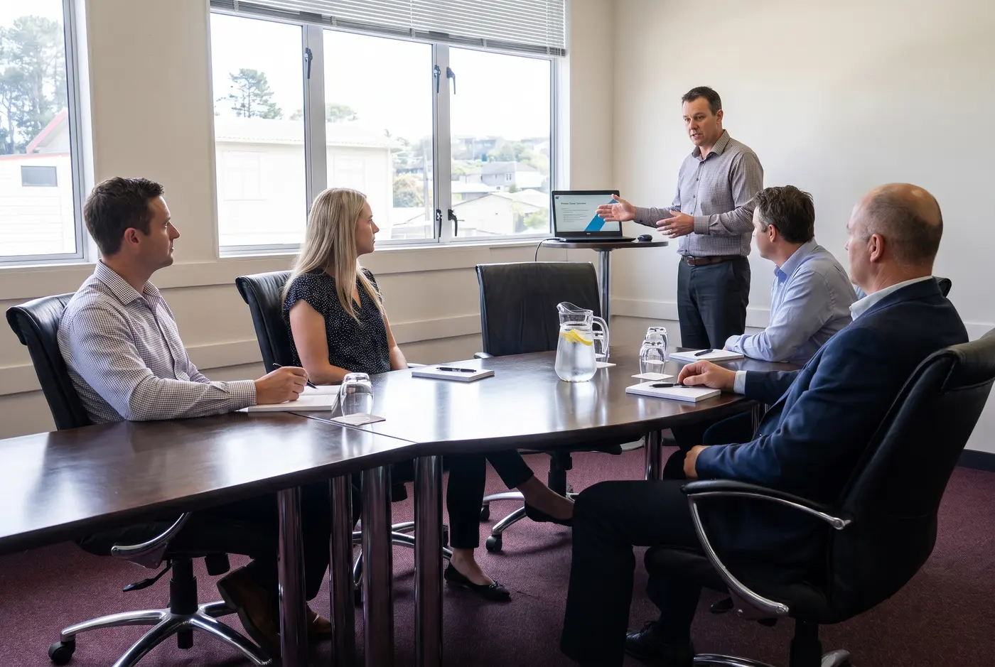 A small group in a training session in the Birkenhead RSA conference room