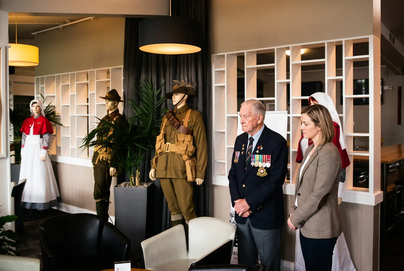Visitors viewing the heritage display in the Birkenhead RSA clubrooms